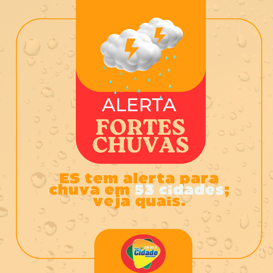 Alerta de Chuva para 53 Cidades no Espírito Santo